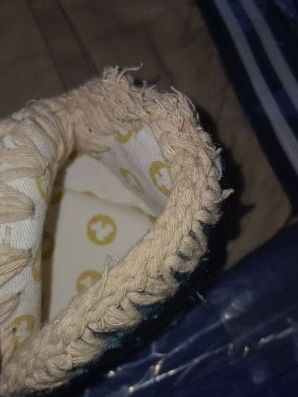 Mou Blue Star Slip-On Footies with Cream Braided Trim